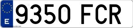 Ejemplo de matrícula española 9350 FCR