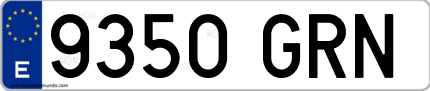 Ejemplo de matrícula de coche ordinaria 9350 GRN