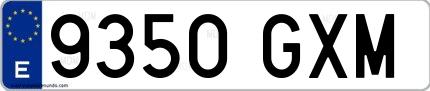 Ejemplo de matrícula española 9350 GXM