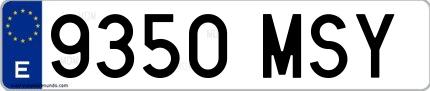 Ejemplo de matrícula española 9350 MSY