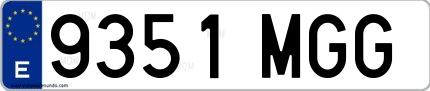 Ejemplo de matrícula española 9351 MGG