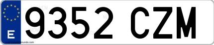 Ejemplo de matrícula española 9352 CZM