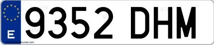 Ejemplo de matrícula española 9352 DHM