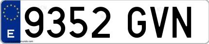 Ejemplo de matrícula española 9352 GVN