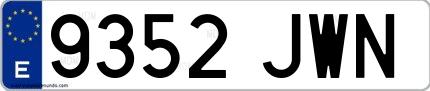 Ejemplo de matrícula española 9352 JWN
