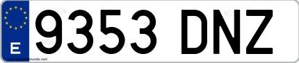 Ejemplo de matrícula española 9353 DNZ