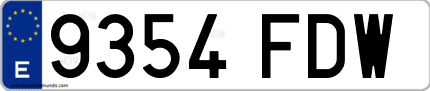 Ejemplo de matrícula de coche ordinaria 9354 FDW