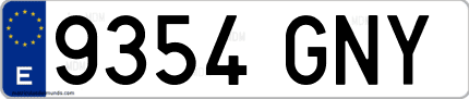 Ejemplo de matrícula de coche ordinaria 9354 GNY