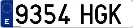Ejemplo de matrícula de coche ordinaria 9354 HGK