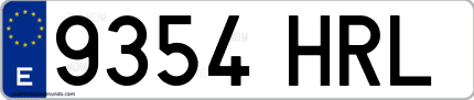 Ejemplo de matrícula de coche ordinaria 9354 HRL