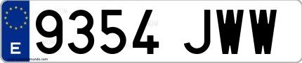 Ejemplo de matrícula española 9354 JWW