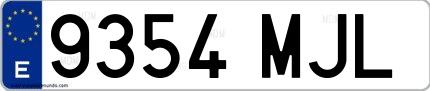 Ejemplo de matrícula española 9354 MJL