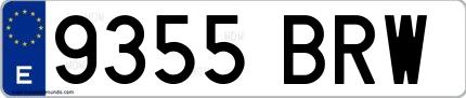 Ejemplo de matrícula española 9355 BRW