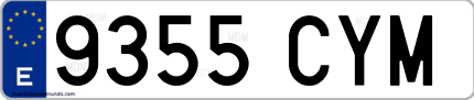 Ejemplo de matrícula de coche ordinaria 9355 CYM