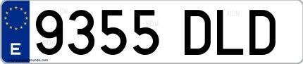 Ejemplo de matrícula española 9355 DLD