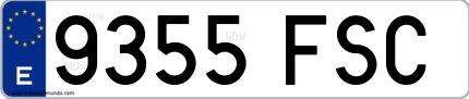 Ejemplo de matrícula española 9355 FSC
