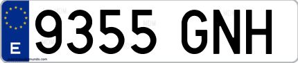 Ejemplo de matrícula de coche ordinaria 9355 GNH