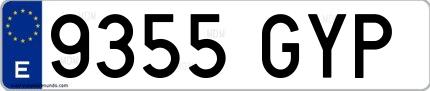 Ejemplo de matrícula española 9355 GYP