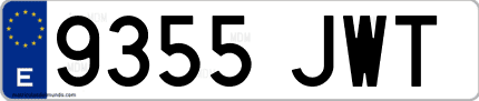 Ejemplo de matrícula de coche ordinaria 9355 JWT