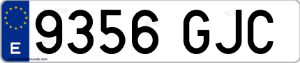 Ejemplo de matrícula de coche ordinaria 9356 GJC