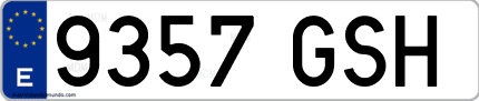 Ejemplo de matrícula de coche ordinaria 9357 GSH
