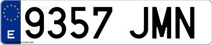 Ejemplo de matrícula española 9357 JMN