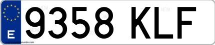 Ejemplo de matrícula española 9358 KLF