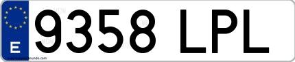 Ejemplo de matrícula española 9358 LPL
