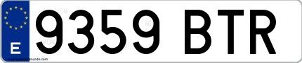 Ejemplo de matrícula española 9359 BTR