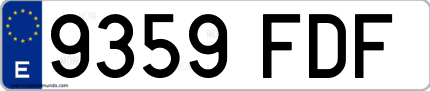 Ejemplo de matrícula de coche ordinaria 9359 FDF