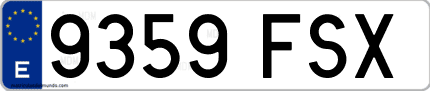 Ejemplo de matrícula de coche ordinaria 9359 FSX