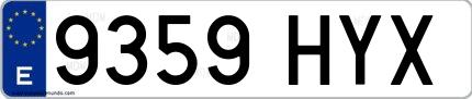 Ejemplo de matrícula española 9359 HYX