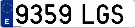 Ejemplo de matrícula española 9359 LGS