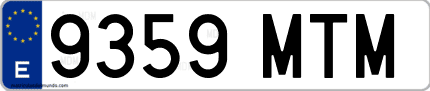 Ejemplo de matrícula de coche ordinaria 9359 MTM