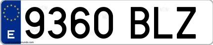 Ejemplo de matrícula española 9360 BLZ