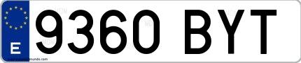 Ejemplo de matrícula española 9360 BYT