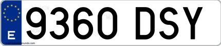Ejemplo de matrícula española 9360 DSY