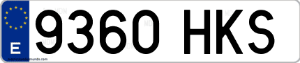 Ejemplo de matrícula de coche ordinaria 9360 HKS