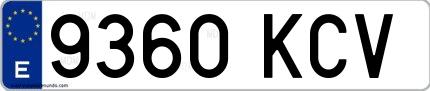 Ejemplo de matrícula española 9360 KCV