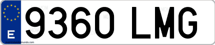 Ejemplo de matrícula de coche ordinaria 9360 LMG