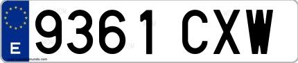 Ejemplo de matrícula española 9361 CXW
