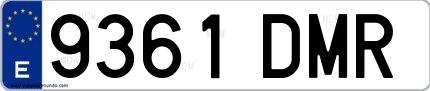 Ejemplo de matrícula española 9361 DMR