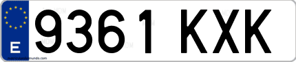 Ejemplo de matrícula de coche ordinaria 9361 KXK