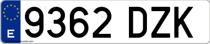 Ejemplo de matrícula de coche ordinaria 9362 DZK