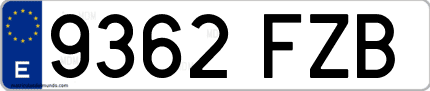 Ejemplo de matrícula de coche ordinaria 9362 FZB