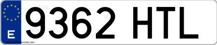 Ejemplo de matrícula española 9362 HTL