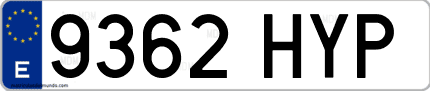 Ejemplo de matrícula de coche ordinaria 9362 HYP