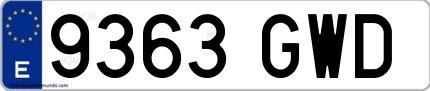Ejemplo de matrícula española 9363 GWD