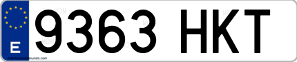 Ejemplo de matrícula de coche ordinaria 9363 HKT