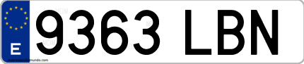 Ejemplo de matrícula de coche ordinaria 9363 LBN